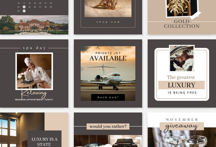 Ladystrategist 30 Luxurious Lifestyle Instagram Post Canva Templates instagram canva templates social media templates etsy free canva templates