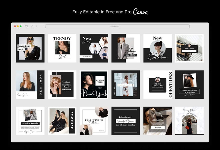Ladystrategist 30 Luxury Fashion Instagram Post Canva Templates instagram canva templates social media templates etsy free canva templates