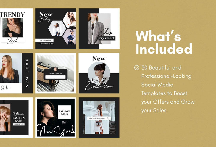 Ladystrategist 30 Luxury Fashion Instagram Post Canva Templates instagram canva templates social media templates etsy free canva templates