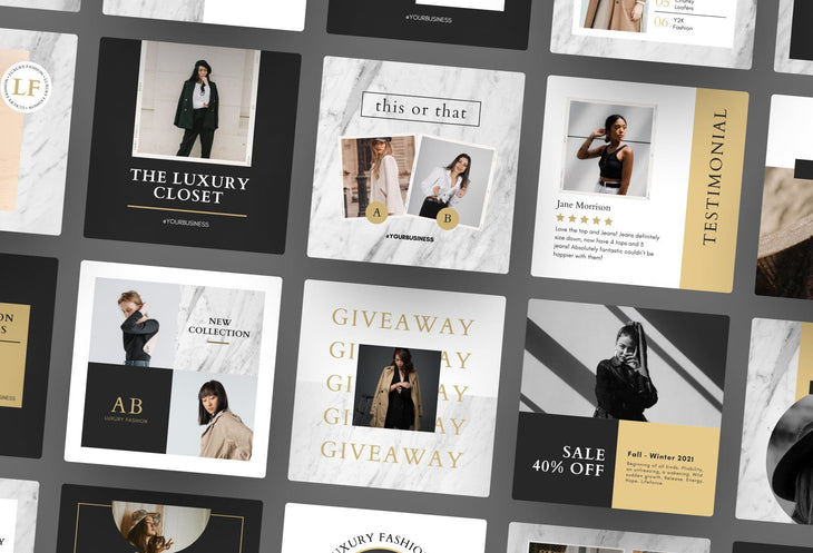 Ladystrategist 30 Luxury Fashion Instagram Post Canva Templates instagram canva templates social media templates etsy free canva templates