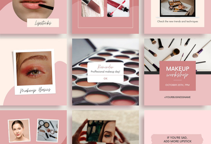 Ladystrategist 30 Makeup Instagram Post Canva Templates V2 instagram canva templates social media templates etsy free canva templates