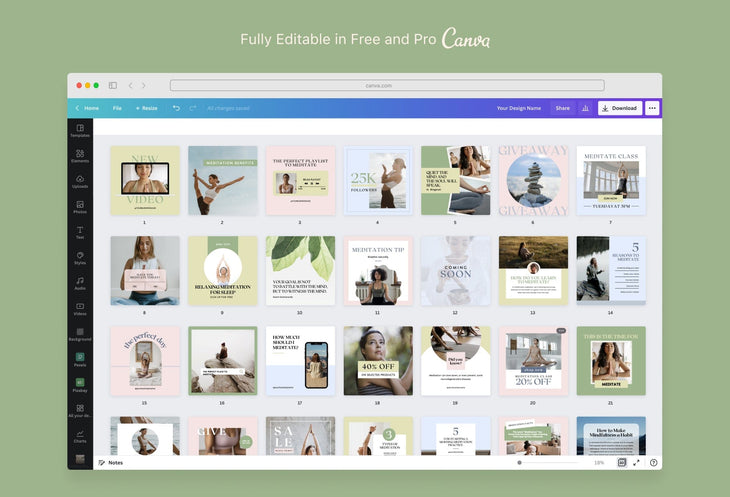 Ladystrategist 30 Meditation Instagram Post Canva Templates instagram canva templates social media templates etsy free canva templates