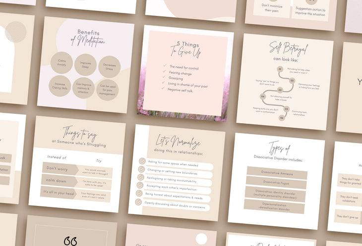 Ladystrategist 30 Mental Health Instagram Post Canva Templates instagram canva templates social media templates etsy free canva templates