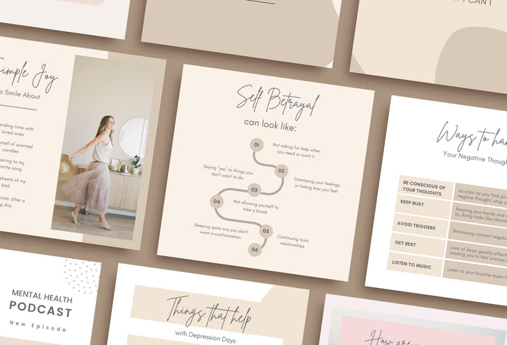 Ladystrategist 30 Mental Health Instagram Post Canva Templates instagram canva templates social media templates etsy free canva templates