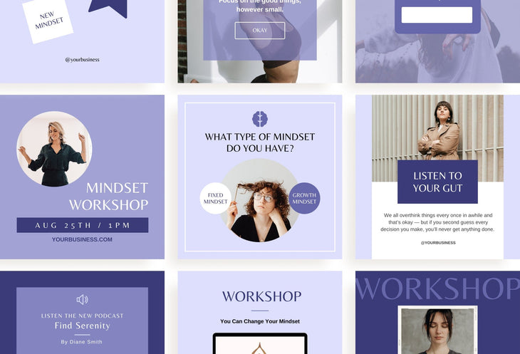 Ladystrategist 30 Mindset Instagram Post Canva Templates V2 instagram canva templates social media templates etsy free canva templates