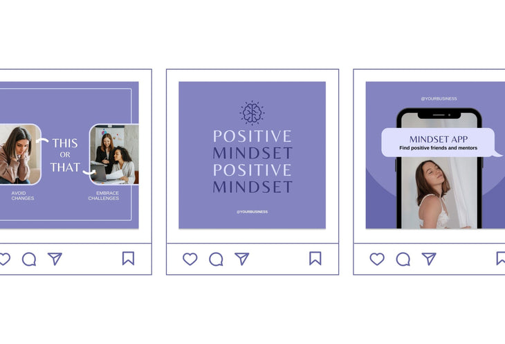 Ladystrategist 30 Mindset Instagram Post Canva Templates V2 instagram canva templates social media templates etsy free canva templates