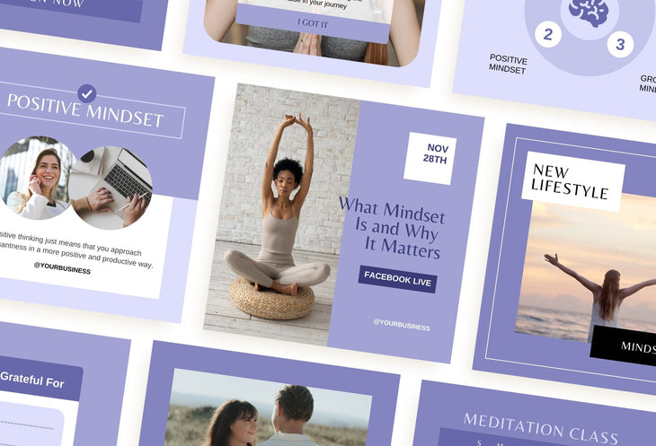 Ladystrategist 30 Mindset Instagram Post Canva Templates V2 instagram canva templates social media templates etsy free canva templates