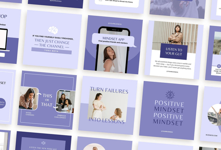 Ladystrategist 30 Mindset Instagram Post Canva Templates V2 instagram canva templates social media templates etsy free canva templates