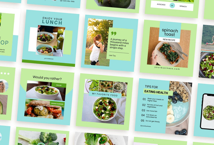 Ladystrategist 30 Nutrition Instagram Post Canva Templates V2 instagram canva templates social media templates etsy free canva templates