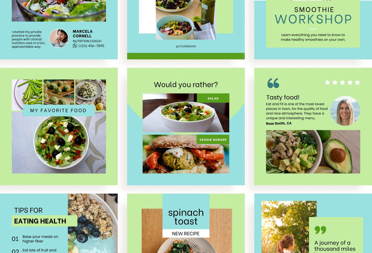 Ladystrategist 30 Nutrition Instagram Post Canva Templates V2 instagram canva templates social media templates etsy free canva templates