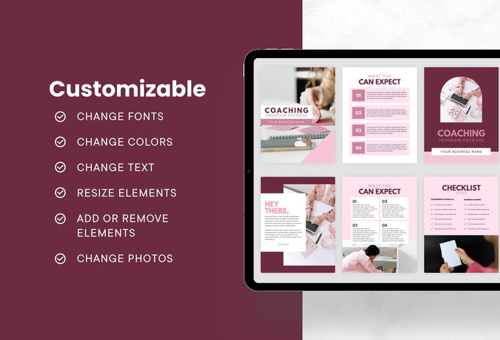 Ladystrategist 30-Page Coaching Program Package Canva Template Amaranth Style instagram canva templates social media templates etsy free canva templates