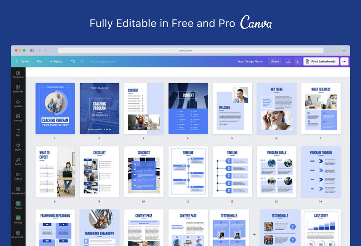 Ladystrategist 30-Page Coaching Program Package Canva Template Ultramarine Style instagram canva templates social media templates etsy free canva templates
