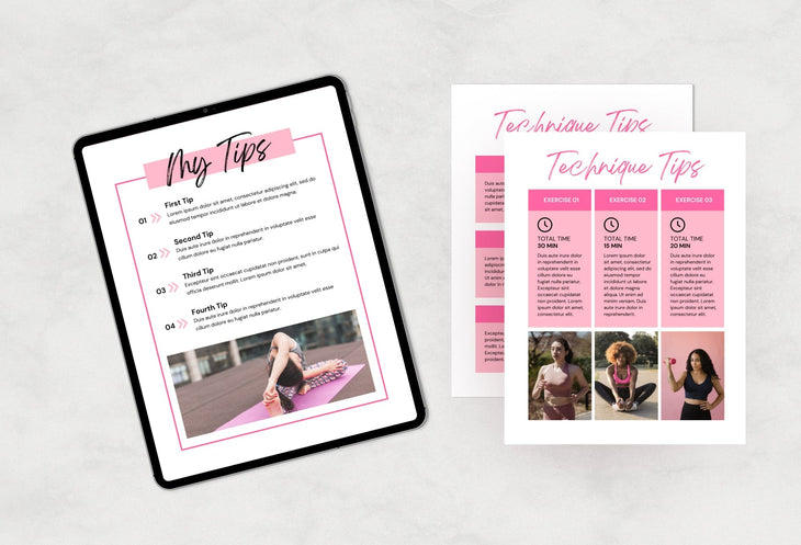 Ladystrategist 30 Page Fitness Program Template Bubble Gum Editable Canva Template instagram canva templates social media templates etsy free canva templates