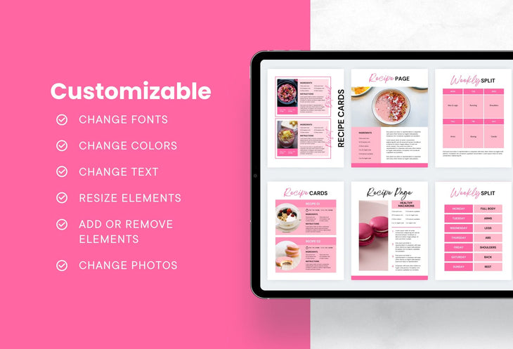 Ladystrategist 30 Page Fitness Program Template Bubble Gum Editable Canva Template instagram canva templates social media templates etsy free canva templates
