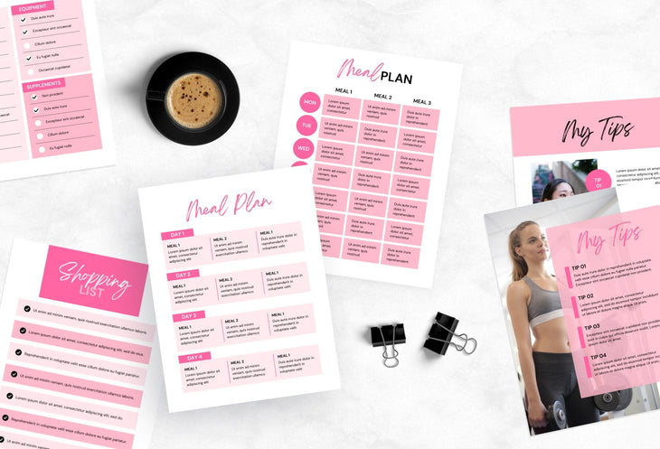 Ladystrategist 30 Page Fitness Program Template Bubble Gum Editable Canva Template instagram canva templates social media templates etsy free canva templates