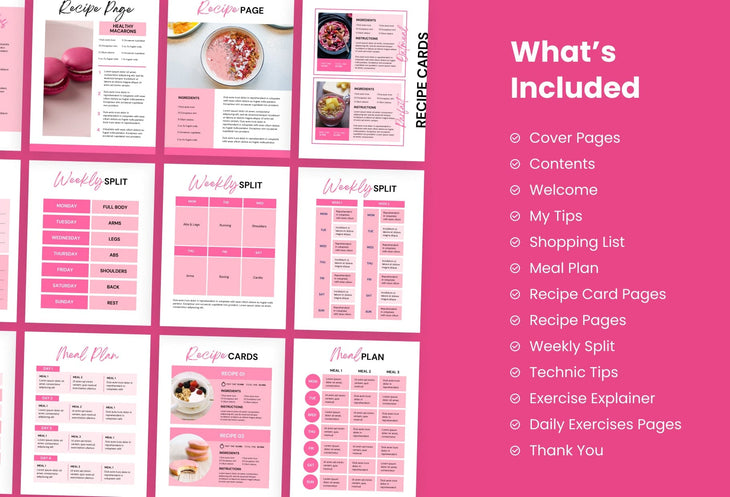 Ladystrategist 30 Page Fitness Program Template Bubble Gum Editable Canva Template instagram canva templates social media templates etsy free canva templates