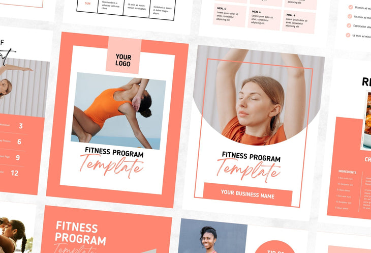 Ladystrategist 30 Page Fitness Program Template Pamplemousse Editable Canva Templates instagram canva templates social media templates etsy free canva templates
