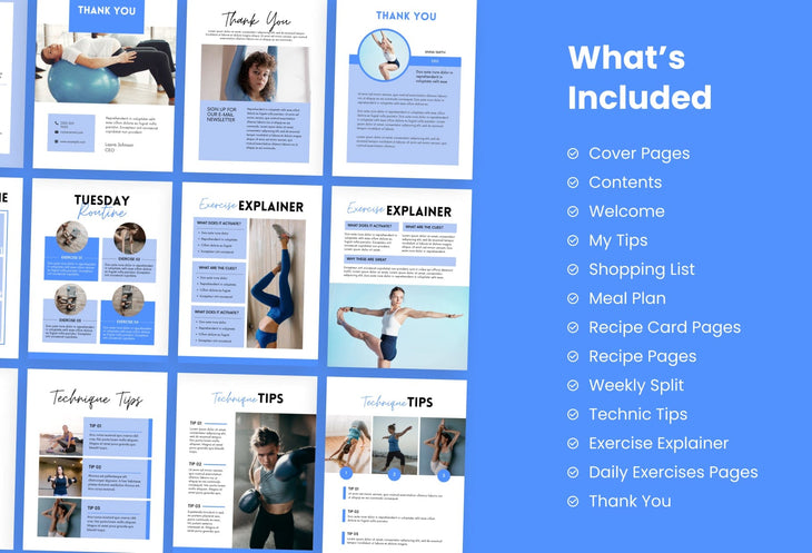 Ladystrategist 30 Page Fitness Program Template Violet Sky Editable Canva Templates instagram canva templates social media templates etsy free canva templates