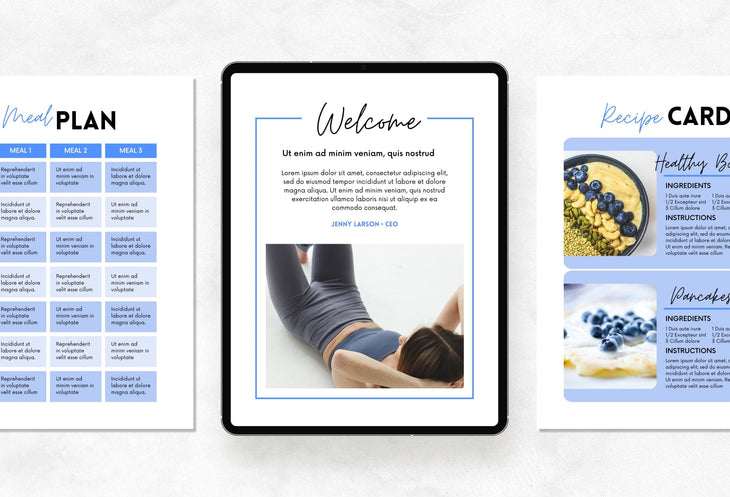 Ladystrategist 30 Page Fitness Program Template Violet Sky Editable Canva Templates instagram canva templates social media templates etsy free canva templates