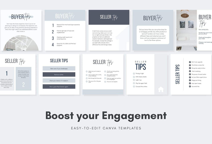 Ladystrategist 30 Real Estate Tips Seller/Buyer - Instagram Post Canva Templates instagram canva templates social media templates etsy free canva templates