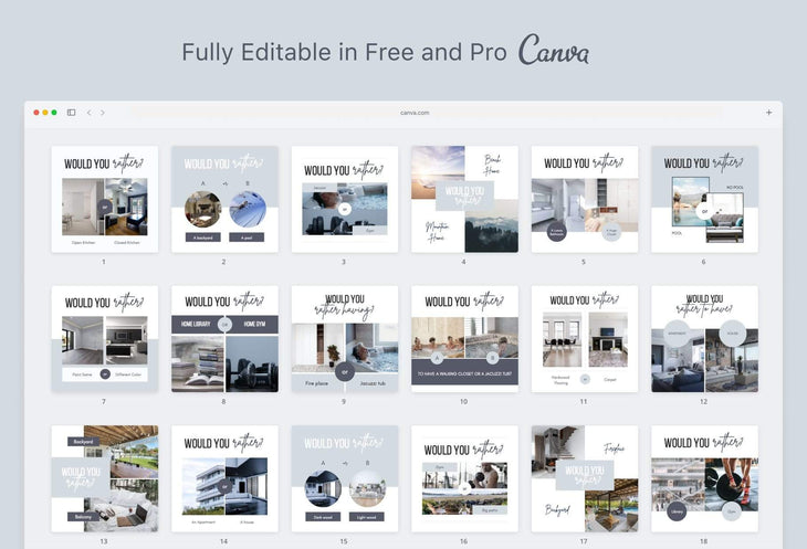 Ladystrategist 30 Real Estate Would you Rather - Instagram Post Canva Templates instagram canva templates social media templates etsy free canva templates