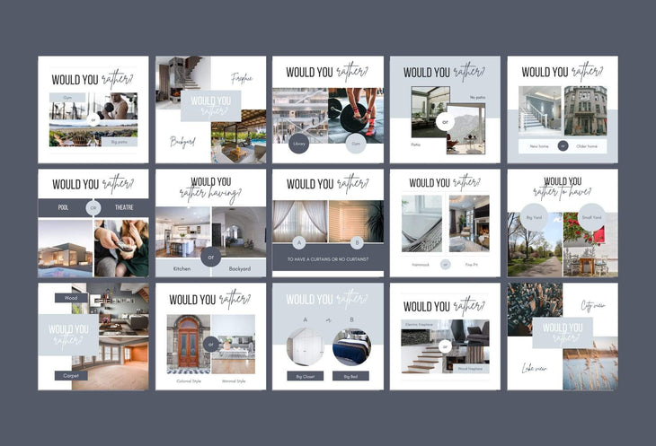 Ladystrategist 30 Real Estate Would you Rather - Instagram Post Canva Templates instagram canva templates social media templates etsy free canva templates