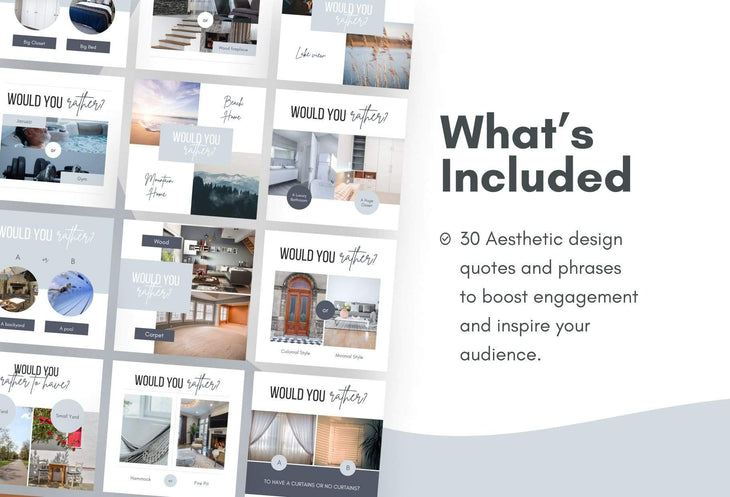 Ladystrategist 30 Real Estate Would you Rather - Instagram Post Canva Templates instagram canva templates social media templates etsy free canva templates