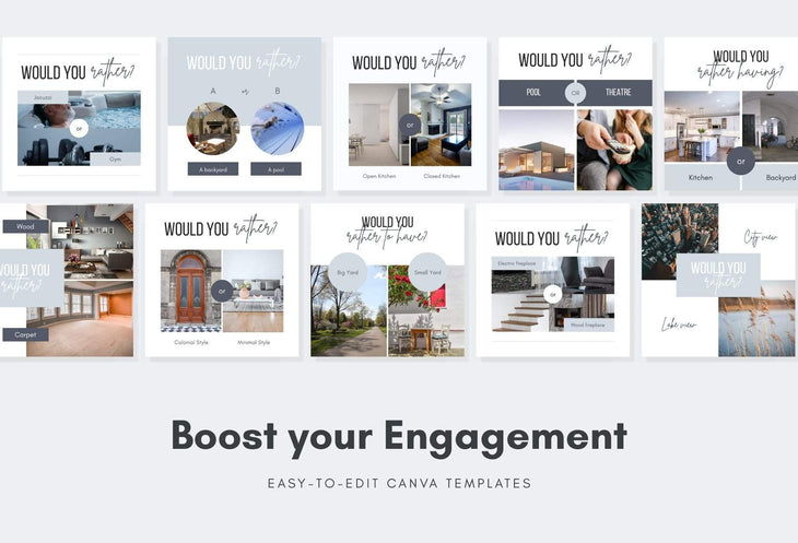 Ladystrategist 30 Real Estate Would you Rather - Instagram Post Canva Templates instagram canva templates social media templates etsy free canva templates