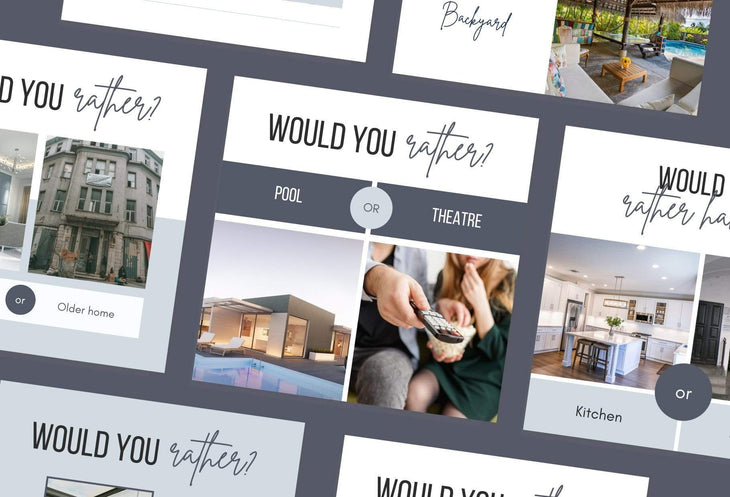 Ladystrategist 30 Real Estate Would you Rather - Instagram Post Canva Templates instagram canva templates social media templates etsy free canva templates