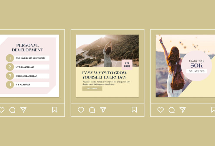 Ladystrategist 30 Self Development Instagram Post Canva Templates V2 instagram canva templates social media templates etsy free canva templates