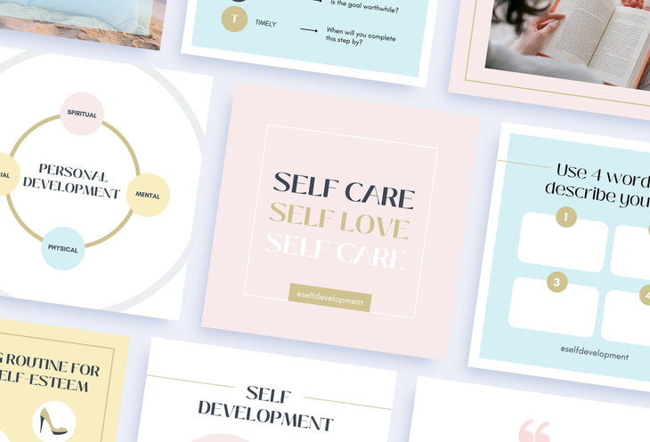 Ladystrategist 30 Self Development Instagram Post Canva Templates V2 instagram canva templates social media templates etsy free canva templates