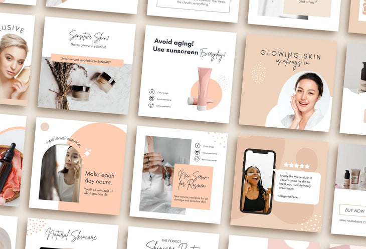 Ladystrategist 30 Skin Care Instagram Post Canva Templates instagram canva templates social media templates etsy free canva templates