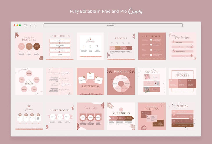 Ladystrategist 30 Step by Step Process Rose Gold Instagram Engagement Booster Post Canva Templates instagram canva templates social media templates etsy free canva templates