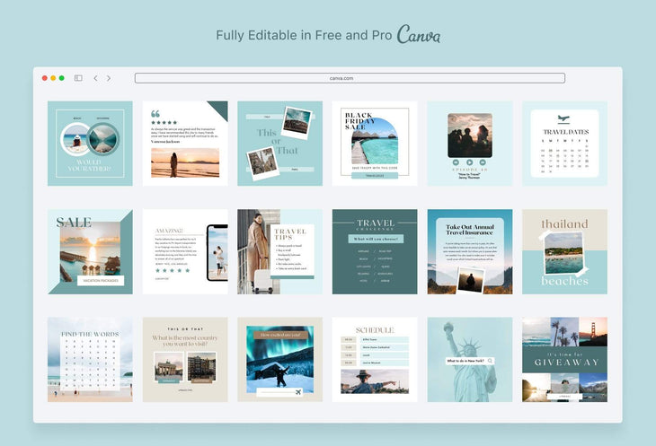 Ladystrategist 30 Travel Instagram Post Canva Templates instagram canva templates social media templates etsy free canva templates