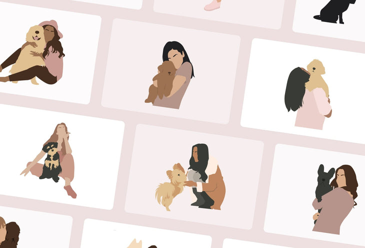 Ladystrategist 30 Unique Female Puppies Dogs Illustrations Fully Editable in Canva instagram canva templates social media templates etsy free canva templates