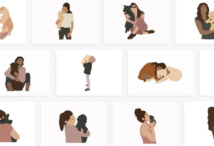 Ladystrategist 30 Unique Female Puppies Dogs Illustrations Fully Editable in Canva instagram canva templates social media templates etsy free canva templates