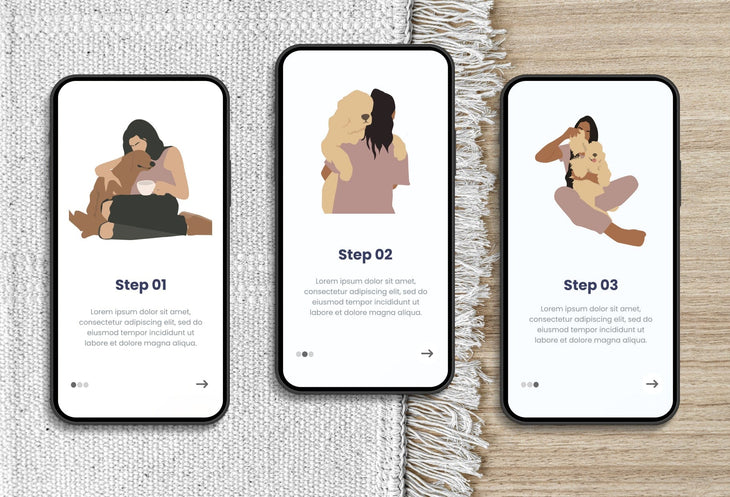 Ladystrategist 30 Unique Female Puppies Dogs Illustrations Fully Editable in Canva instagram canva templates social media templates etsy free canva templates