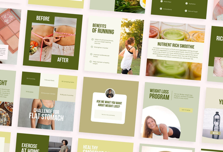 Ladystrategist 30 Weight Loss Instagram Post Canva Templates instagram canva templates social media templates etsy free canva templates