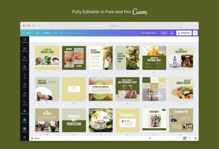Ladystrategist 30 Weight Loss Instagram Post Canva Templates instagram canva templates social media templates etsy free canva templates