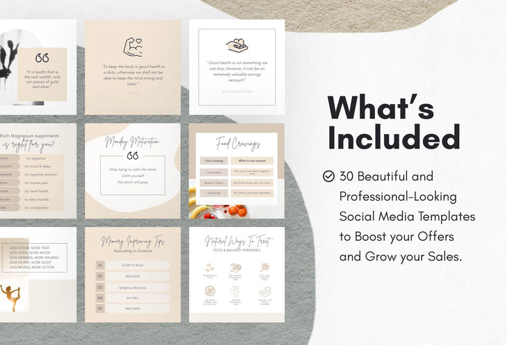 Ladystrategist 30 Wellness Instagram Post Canva Templates instagram canva templates social media templates etsy free canva templates