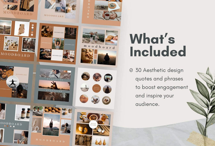 Ladystrategist 30 Wellness Moodboards - Instagram Post Canva Templates instagram canva templates social media templates etsy free canva templates