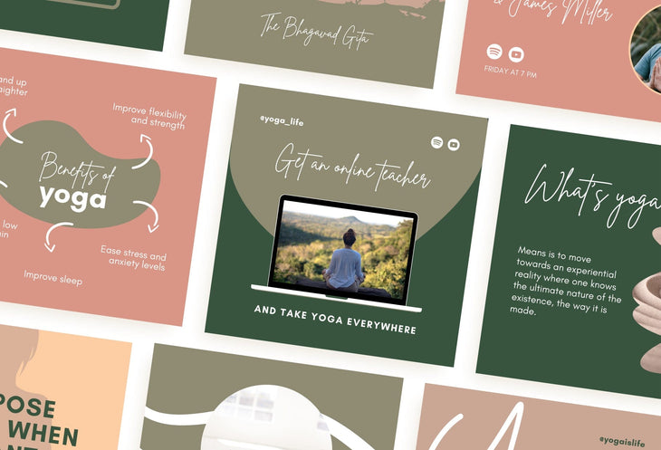 Ladystrategist 30 Yoga Instagram Post Editable Canva Templates instagram canva templates social media templates etsy free canva templates
