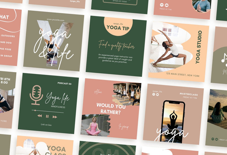 Ladystrategist 30 Yoga Instagram Post Editable Canva Templates instagram canva templates social media templates etsy free canva templates