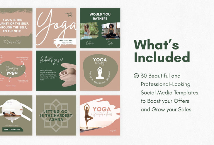 Ladystrategist 30 Yoga Instagram Post Editable Canva Templates instagram canva templates social media templates etsy free canva templates