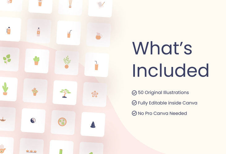 Ladystrategist 50 Unique Yoga Objects Illustrations Fully Editable in Canva instagram canva templates social media templates etsy free canva templates