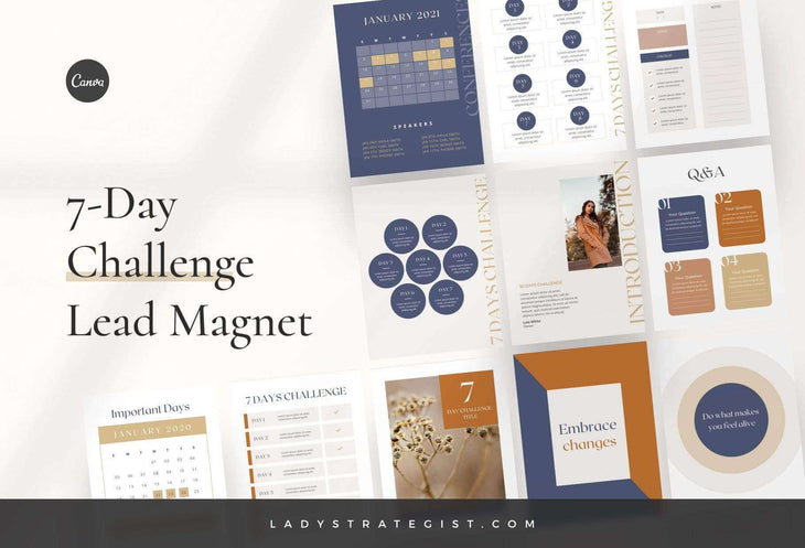 Ladystrategist 7-Day Challenge Lead Magnet Template instagram canva templates social media templates etsy free canva templates