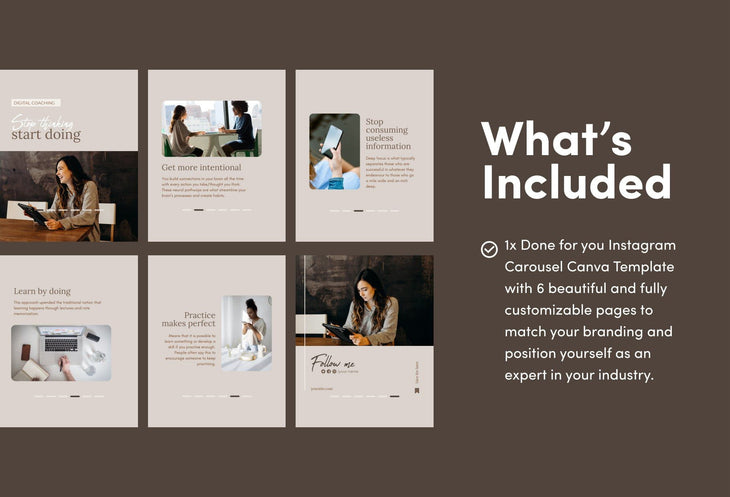 Ladystrategist Alanna Coaching 6-Page Carousel Canva Template instagram canva templates social media templates etsy free canva templates