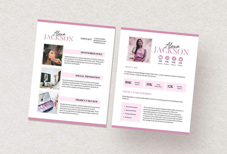 Ladystrategist Alexa Jackson Media Kit Canva Template for Influencers Rose Gold instagram canva templates social media templates etsy free canva templates