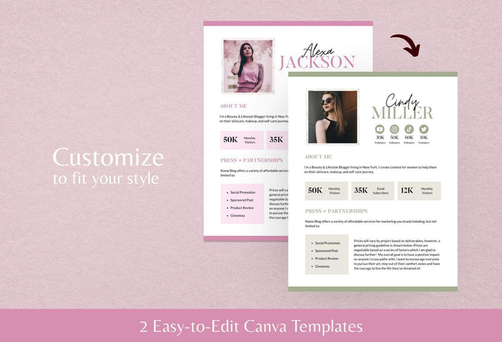 Ladystrategist Alexa Media Kit Canva Template for Influencers instagram canva templates social media templates etsy free canva templates