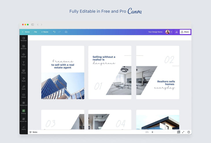 Ladystrategist Aria Real Estate 6-Page Carousel Canva Template instagram canva templates social media templates etsy free canva templates